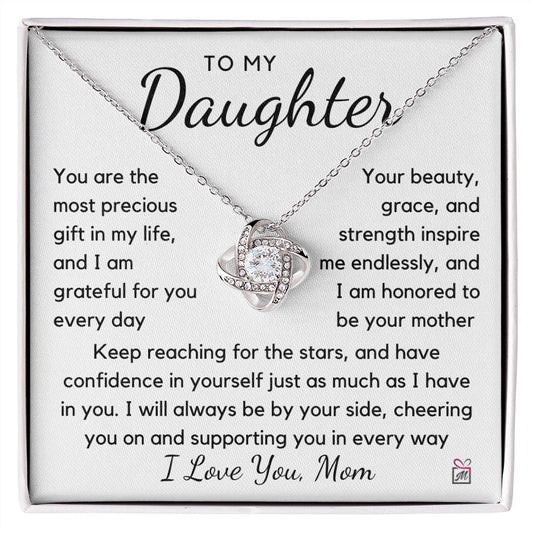 To Daughter, from Mom - The most Precious Gift - Love Knot Necklace PM0135