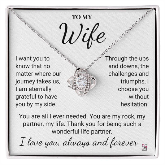 To Wife - Without Hesitation - Love Knot Necklace - PM0218