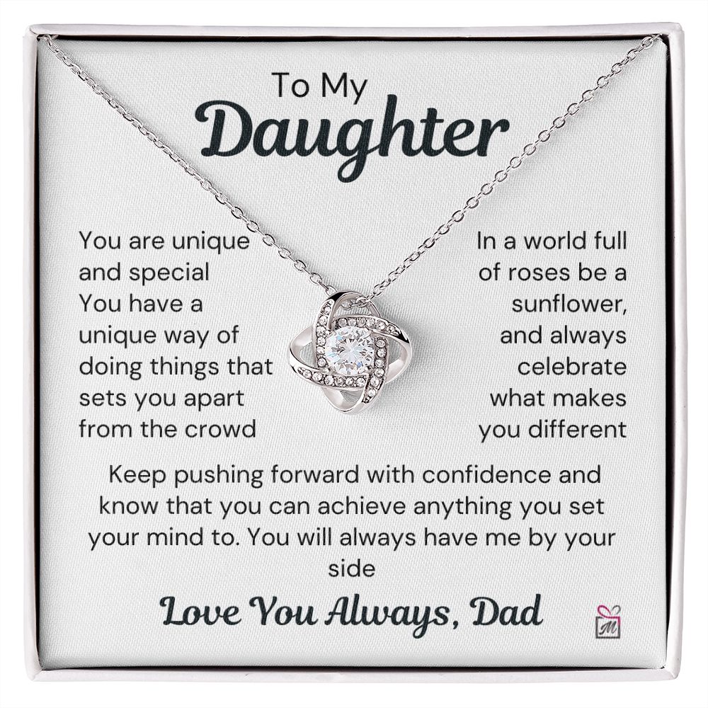 To Daughter, from Dad - Be The Sunflower - Love Knot Necklace