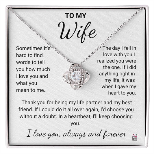 To Wife - Hard To Find Words - Love Knot Necklace - PM0191