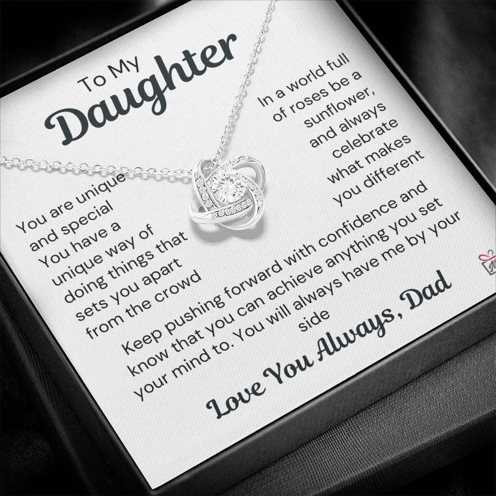 To Daughter, from Dad - Be The Sunflower - Love Knot Necklace