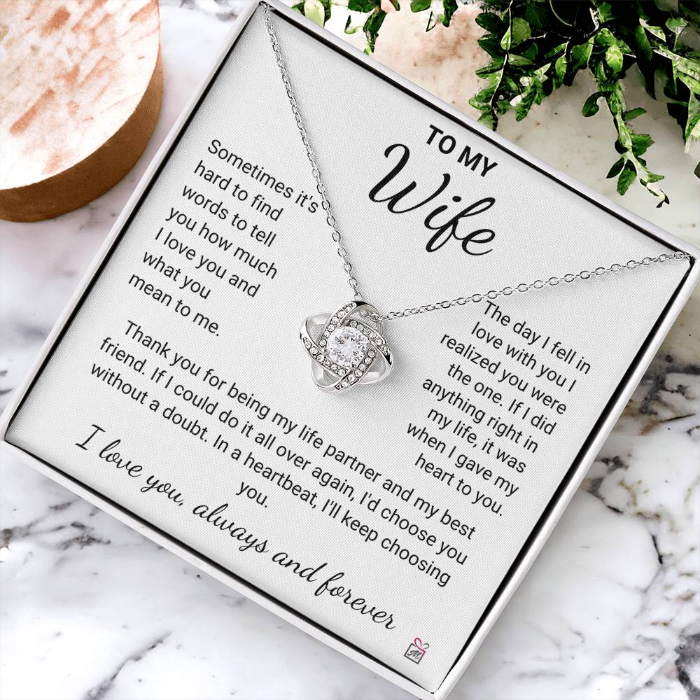 To Wife - Hard To Find Words - Love Knot Necklace - PM0191