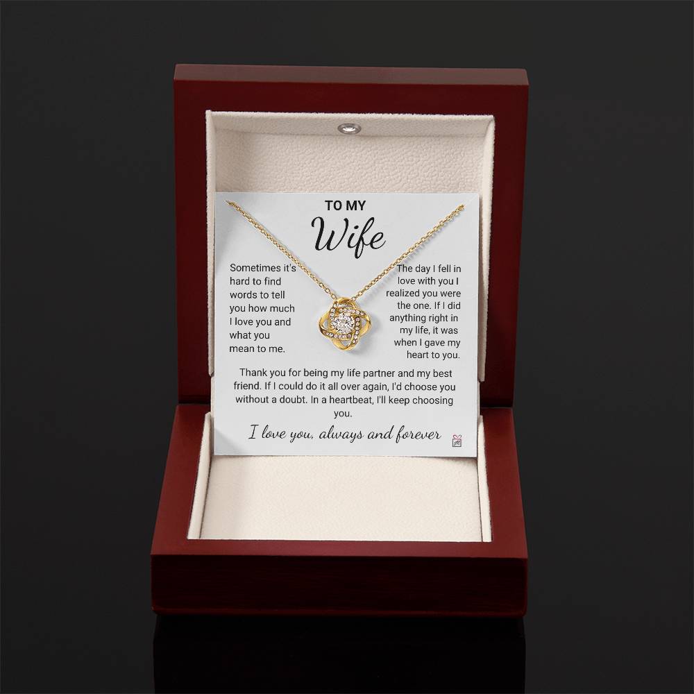 To Wife - Hard To Find Words - Love Knot Necklace - PM0191