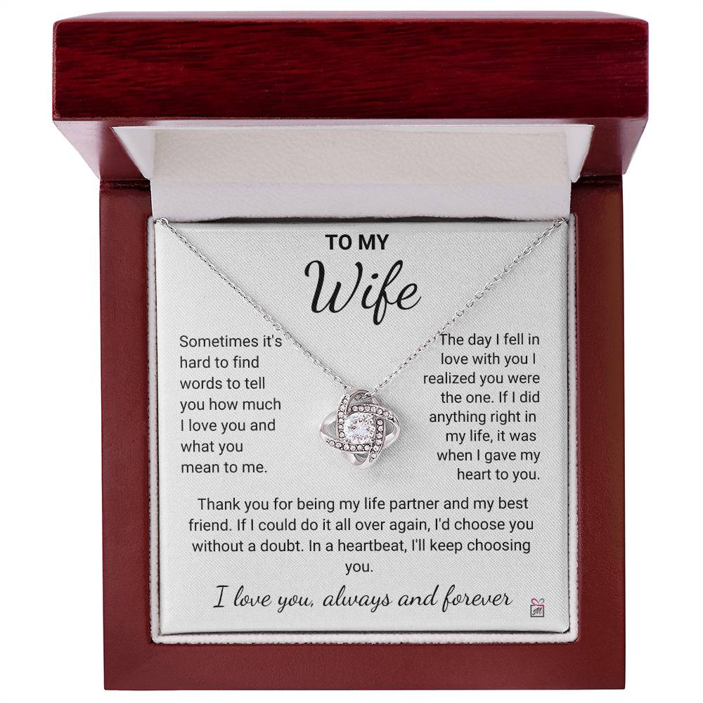 To Wife - Hard To Find Words - Love Knot Necklace - PM0191