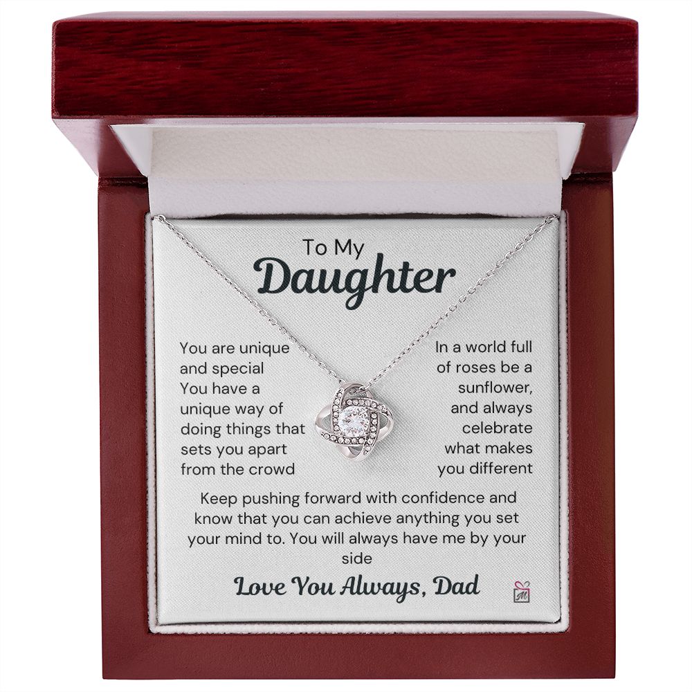 To Daughter, from Dad - Be The Sunflower - Love Knot Necklace