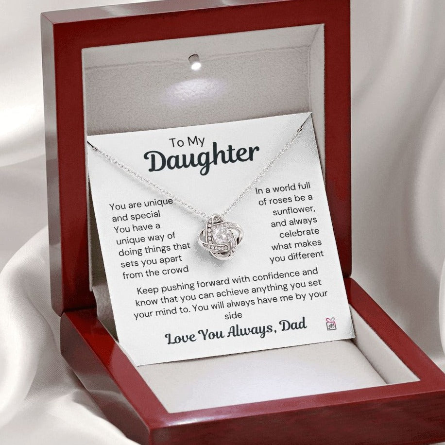 To Daughter, from Dad - Be The Sunflower - Love Knot Necklace