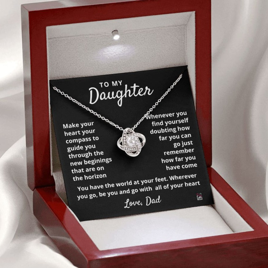 To Daughter, from Dad - Your Compass - Love Knot Necklace - PM0106