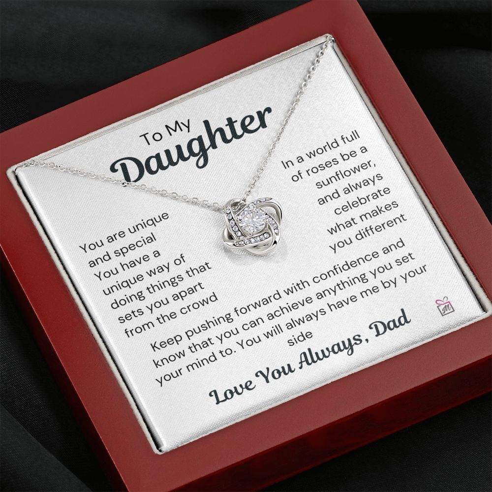 To Daughter, from Dad - Be The Sunflower - Love Knot Necklace