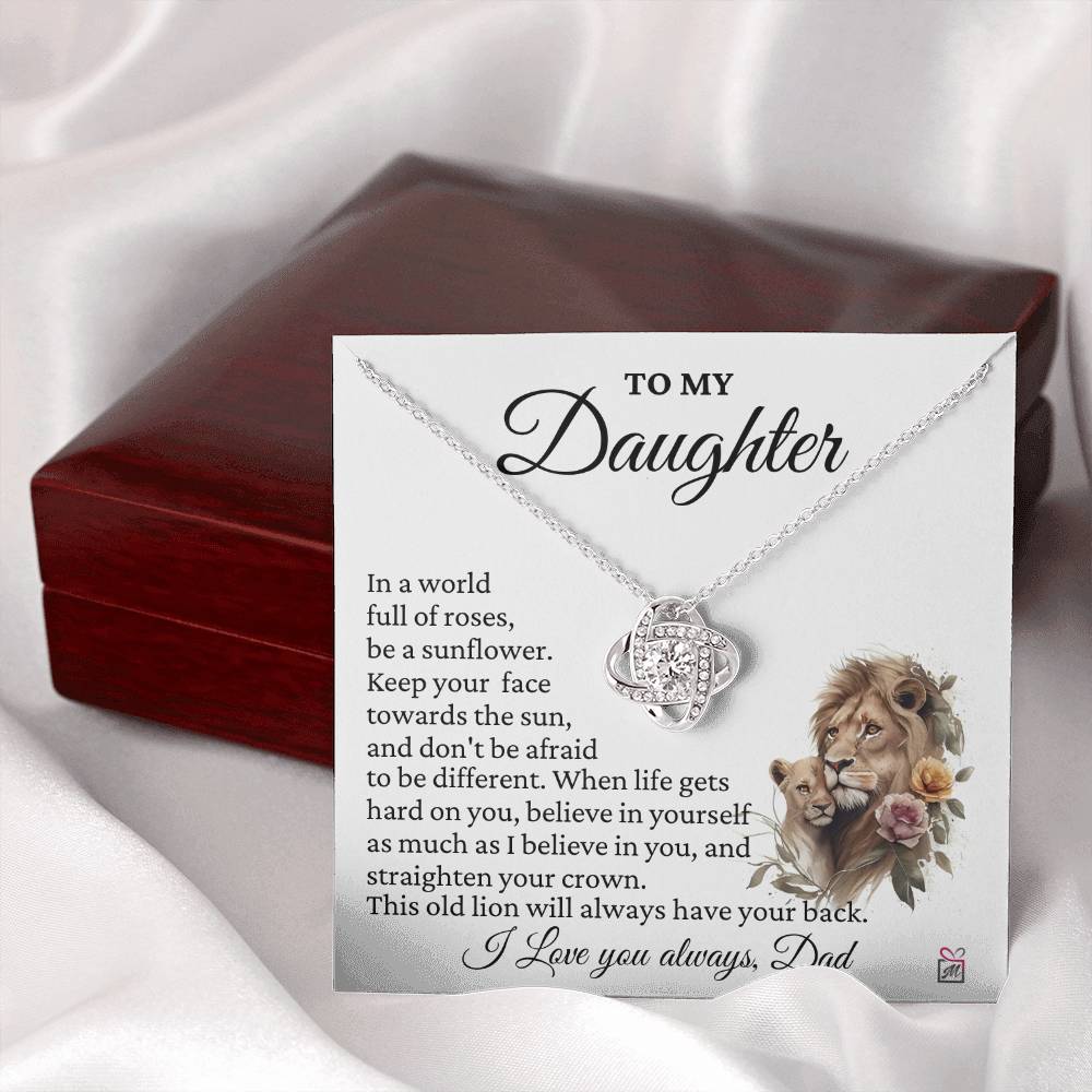 To Daughter, from Dad - Don't Be afraid To Be Different -  Love Knot Necklace - PM0216