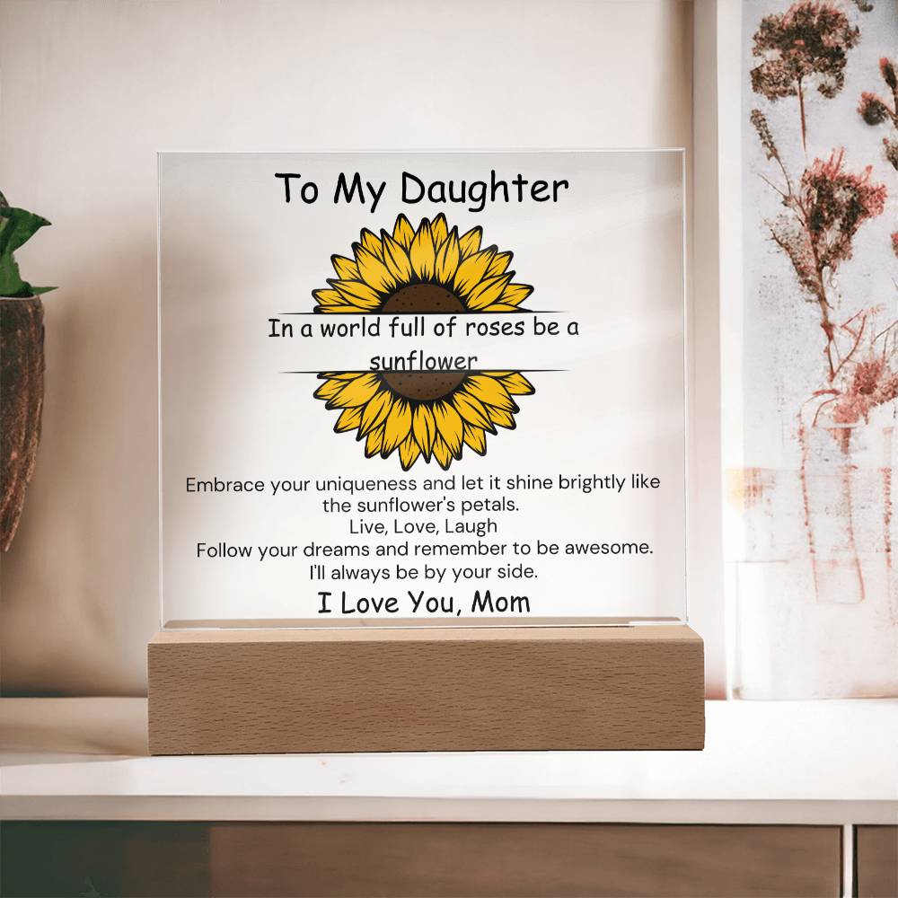 To Daughter, from Mom - Be A Sunflower - Square Acrylic Plaque - PM0180