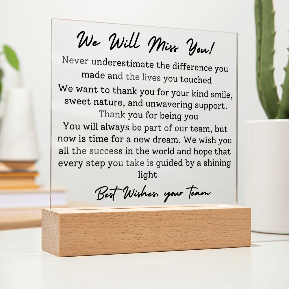 To Colleague - Time For A New Dream - Square Acrylic Plaque - PM0150