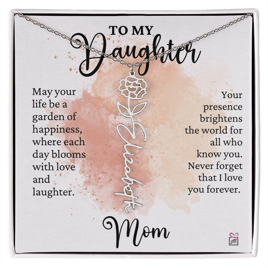 To Daughter from Mom - A Garden of Hapiness - Birth FLower Necklace - PM0249