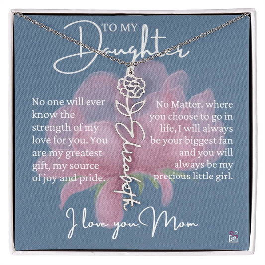 To Daughter, from Mom - Greatest Gift - Birth Flower Necklace - EMS020