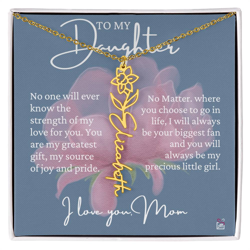 To Daughter, from Mom - Greatest Gift - Birth Flower Necklace - EMS020