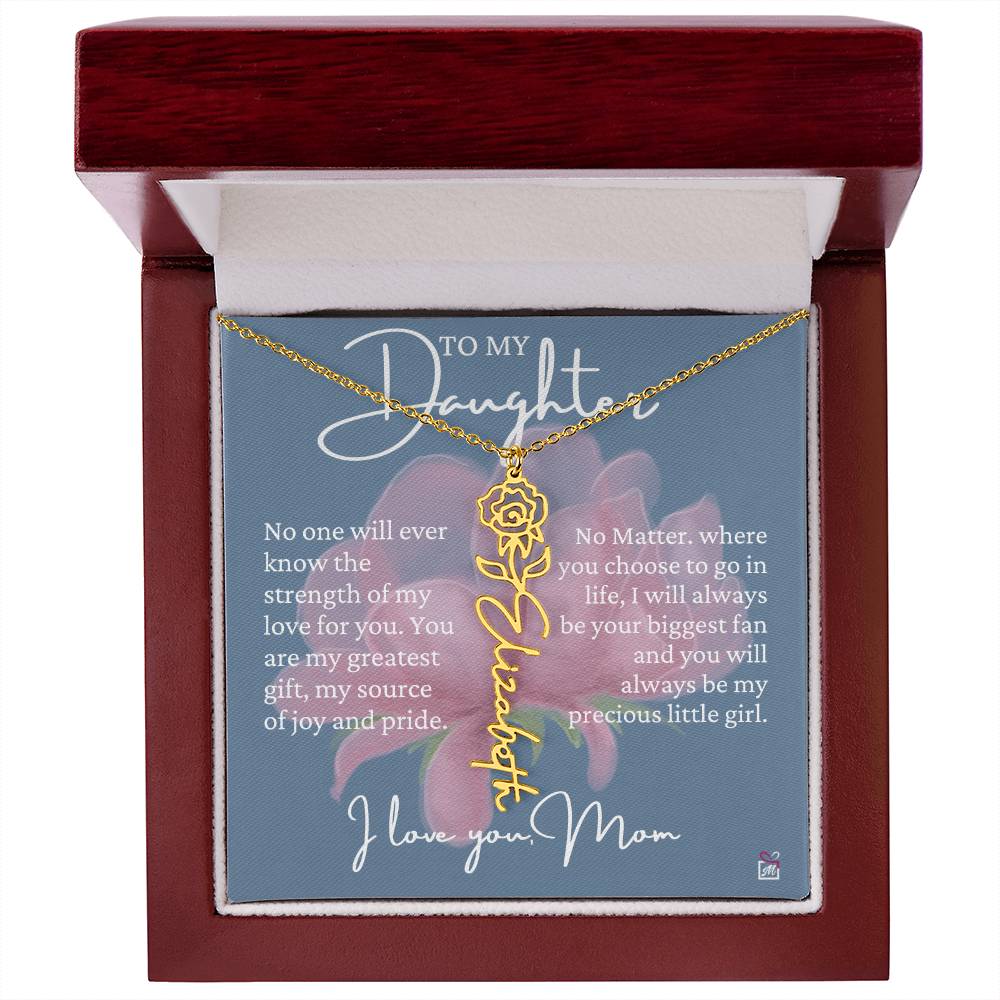 To Daughter, from Mom - Greatest Gift - Birth Flower Necklace - EMS020