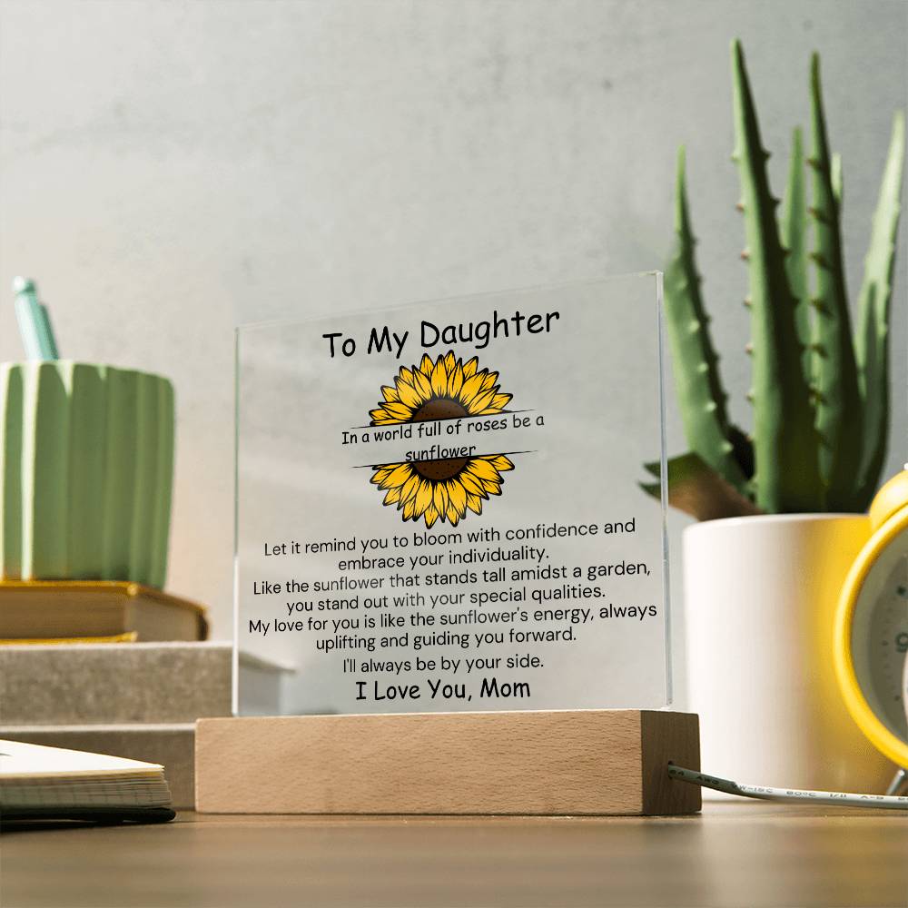 To Daughter, from Mom - Be A Sunflower - Square Acrylic Plaque - PM0179