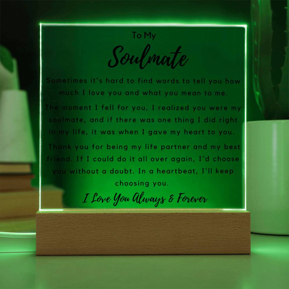 To Soulmate - Hard To Find Words -  Square Acrylic Plaque - PM0203