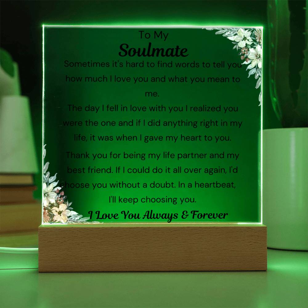 To Soulmate - Hard To Find Words -  Square Acrylic Plaque - PM0200