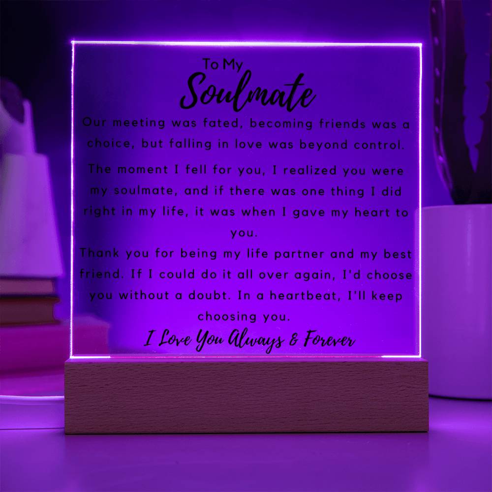 To Soulmate - Hard To Find Words -  Square Acrylic Plaque - PM0205