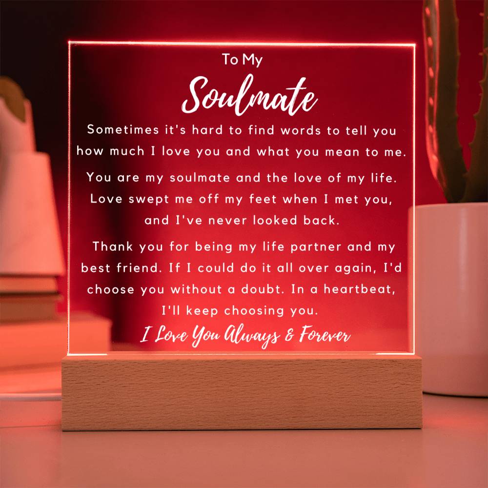 To Soulmate - Hard To Find Words -  Night Lamp Acrylic - PM0265