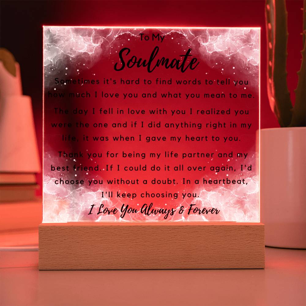 To Soulmate - Hard To Find Words -  Night Lamp Acrylic - PM0197