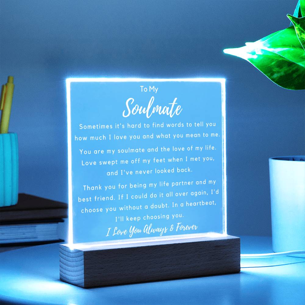 To Soulmate - Hard To Find Words -  Night Lamp Acrylic - PM0265