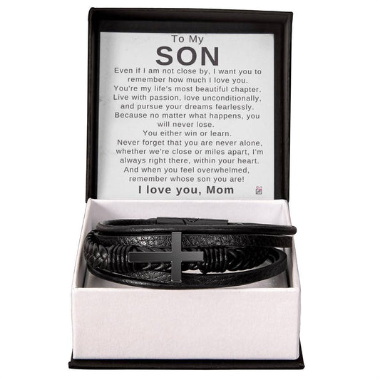 To Son, from Mom - You Will Never Lose - Men's Cross Bracelet - PM0239