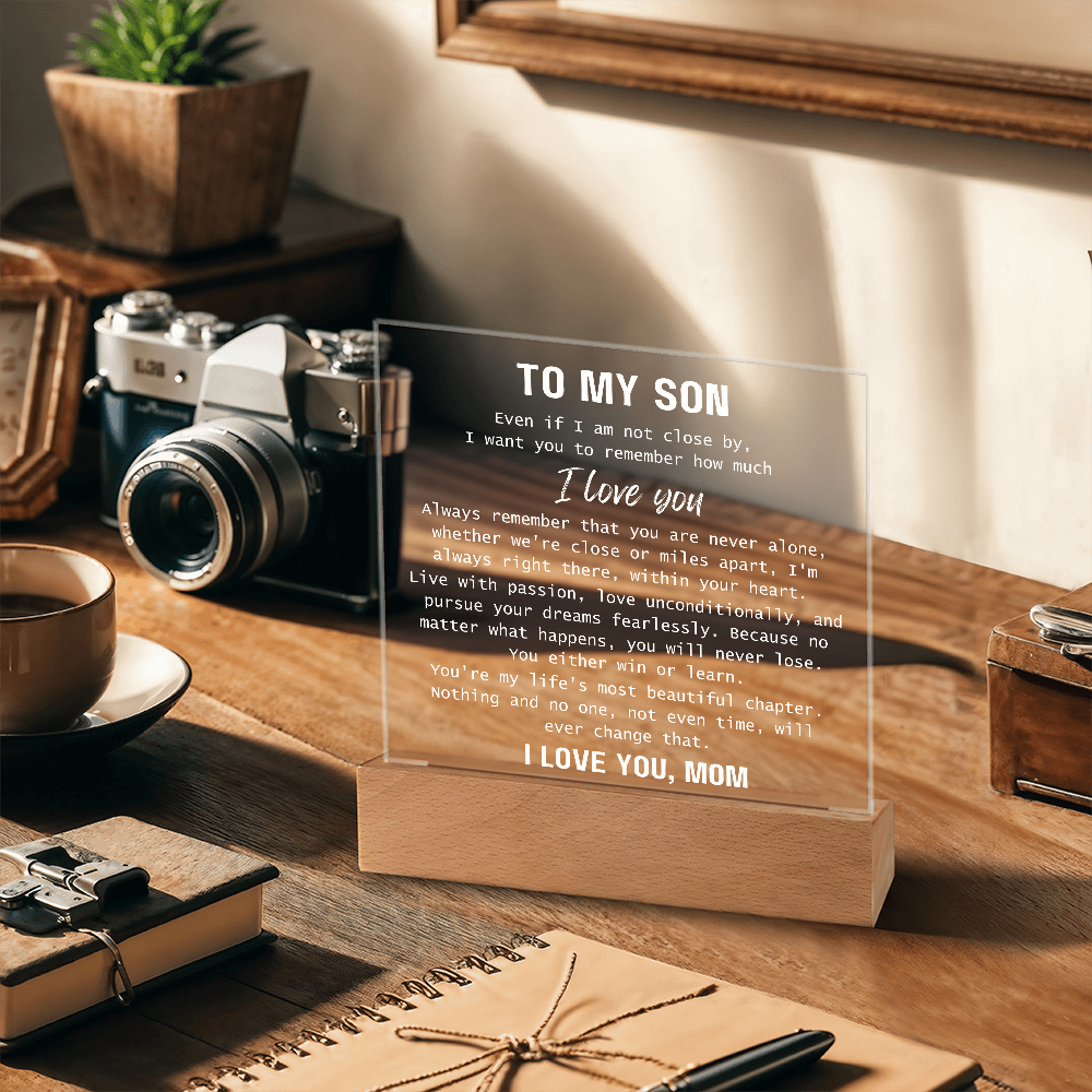 To Son, from Mom - You Are Never Alone - Square Acrylic Plaque - PM0310G