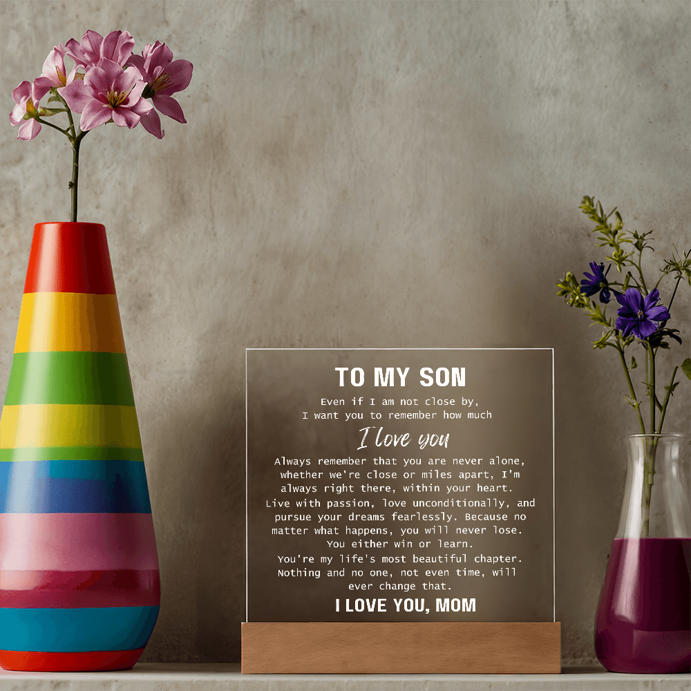 To Son, from Mom - You Are Never Alone - Square Acrylic Plaque - PM0310G