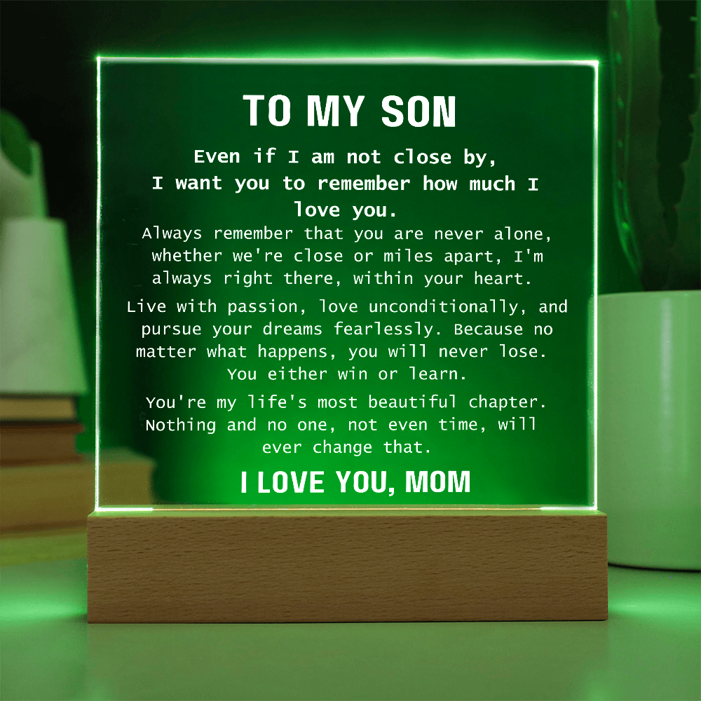 To Son, from Mom - You Are Never Alone - Square Acrylic Plaque - PM0310