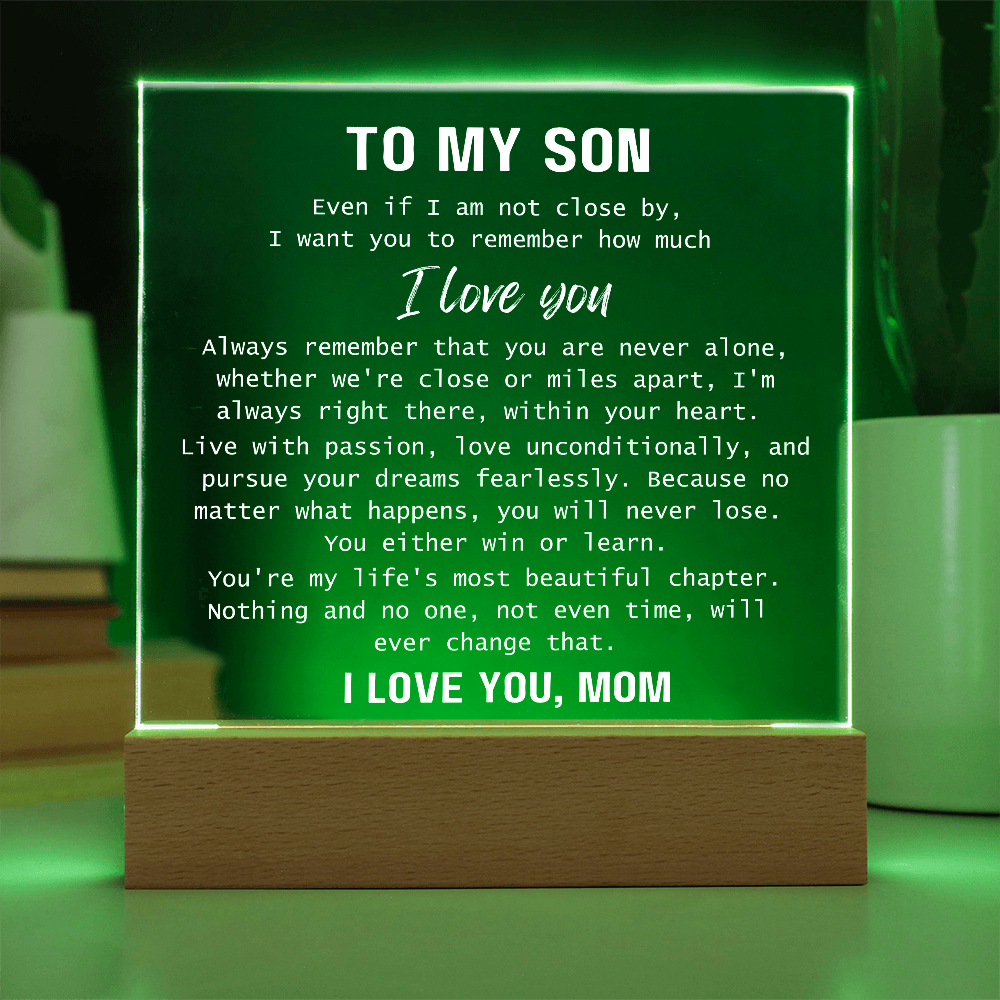To Son, from Mom - You Are Never Alone - Square Acrylic Plaque - PM0310G