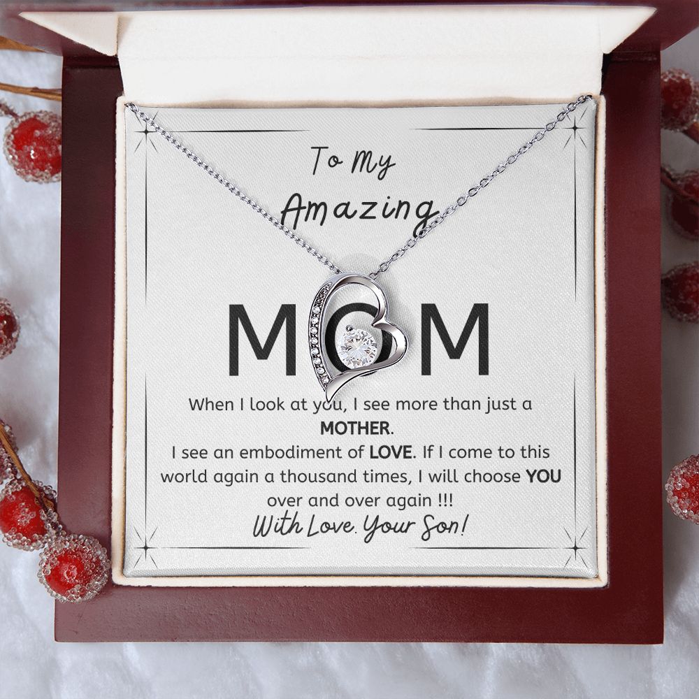 To My Amazing Mom - Gift from Son - I will choose you over and over - Forever Love necklace minimal