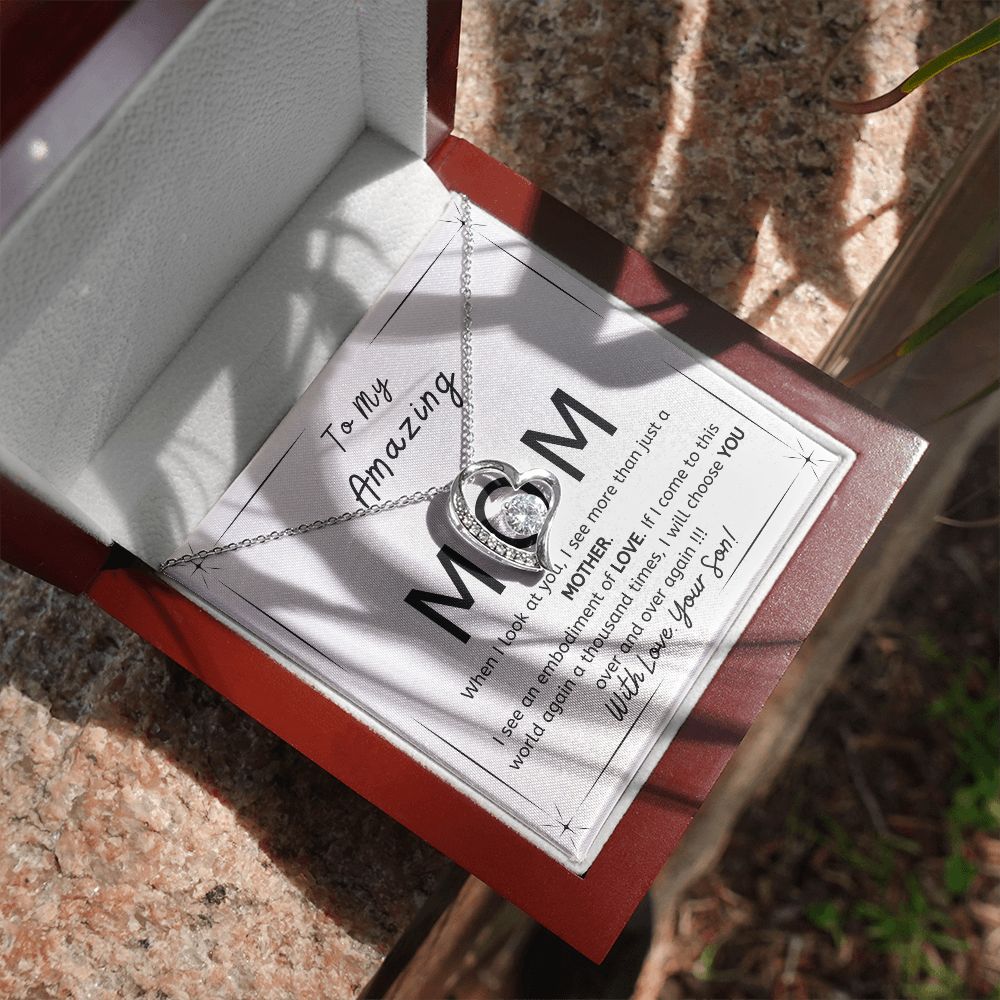 To My Amazing Mom - Gift from Son - I will choose you over and over - Forever Love necklace minimal