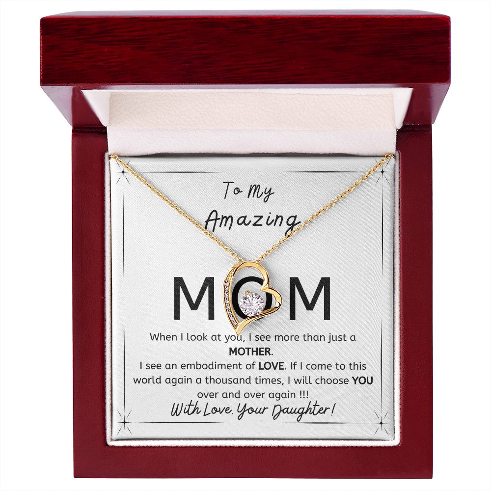 To My Amazing Mom - Gift from Daughter - I will choose you over and over - Forever Love necklace minimal