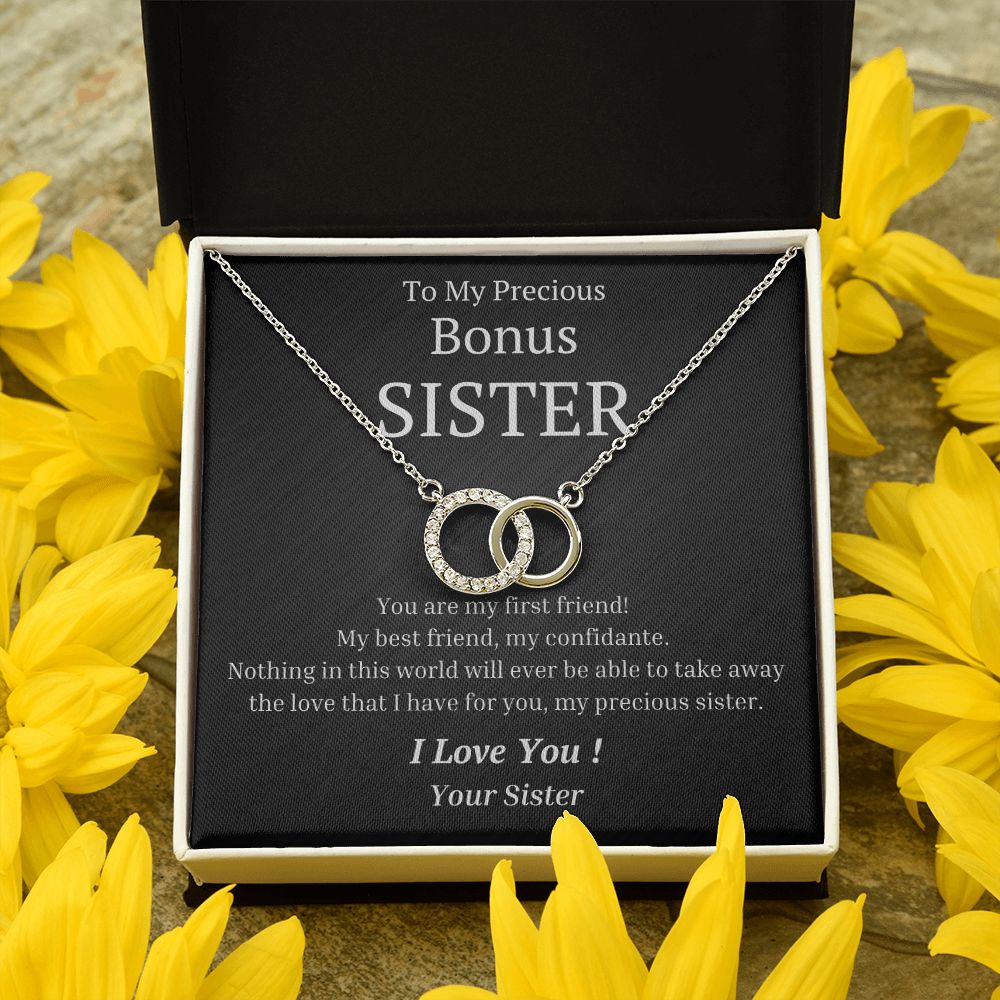To My Precious Bonus Sister, from Sister - You Are My First Friend - The Perfect Pair Necklace