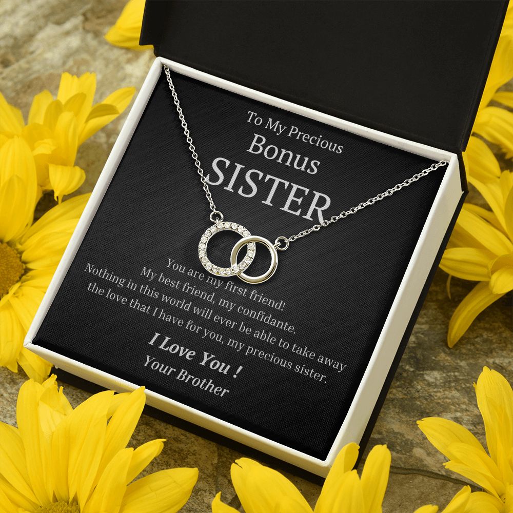 To My Precious Bonus Sister, from Brother - You Are My First Friend - The Perfect Pair Necklace