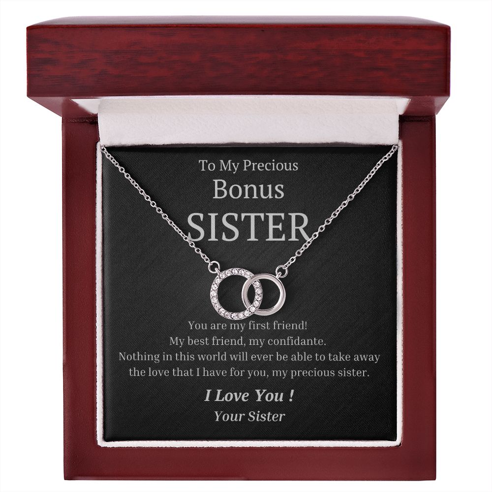 To My Precious Bonus Sister, from Sister - You Are My First Friend - The Perfect Pair Necklace