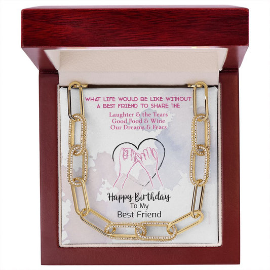 To My Best friend- A best Friend to Share - Yellow Gold Finish Forever Linked Necklace