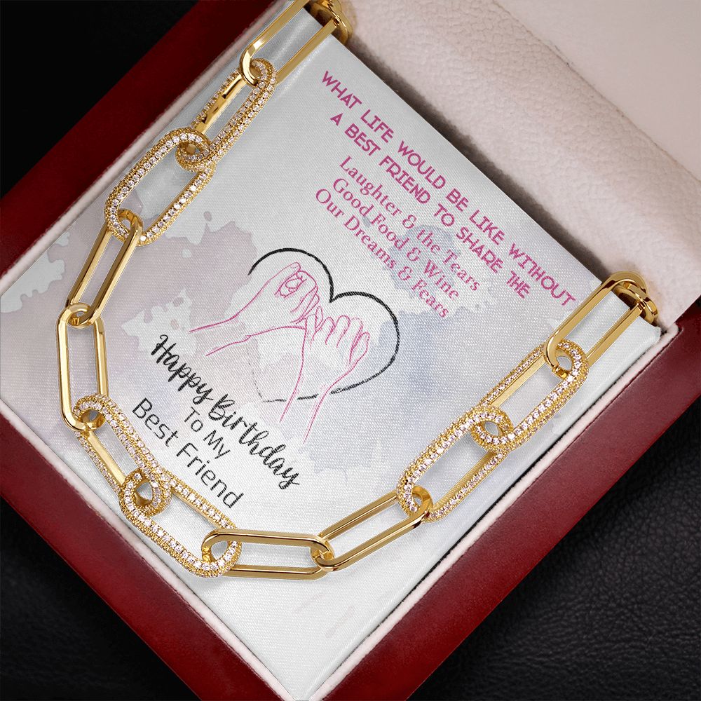 To My Best friend- A best Friend to Share - Yellow Gold Finish Forever Linked Necklace