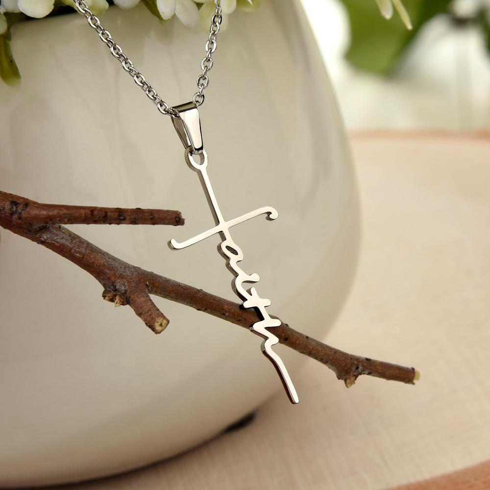 To My Brave Mom- Have Faith in God- Faith Cross Necklace
