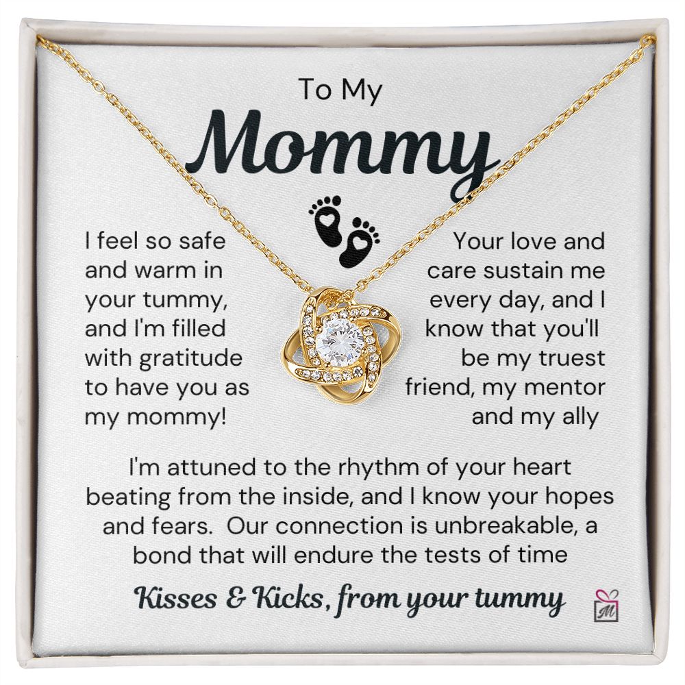 To Expecting Mom - Safe In Your Tummy - Love Knot Necklace