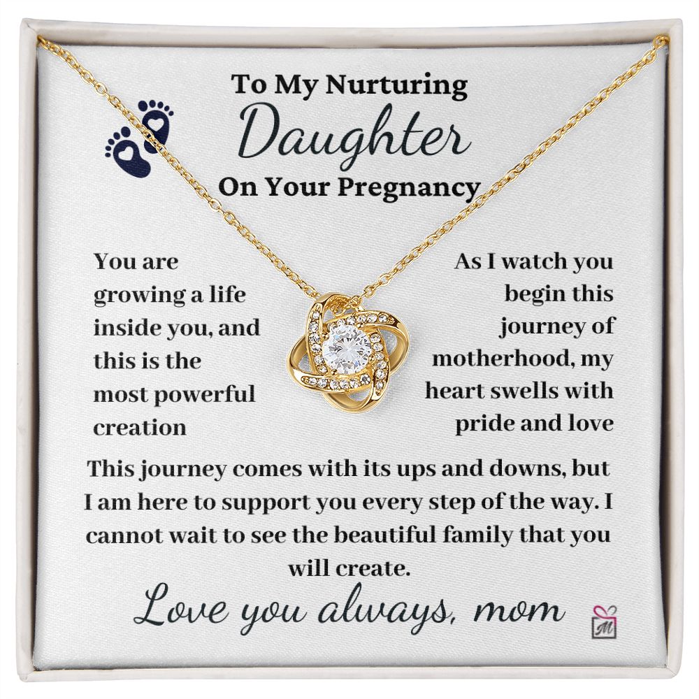 To Pregnant Daughter, from Mom - The Most Powerful Creation - Love Knot Necklace