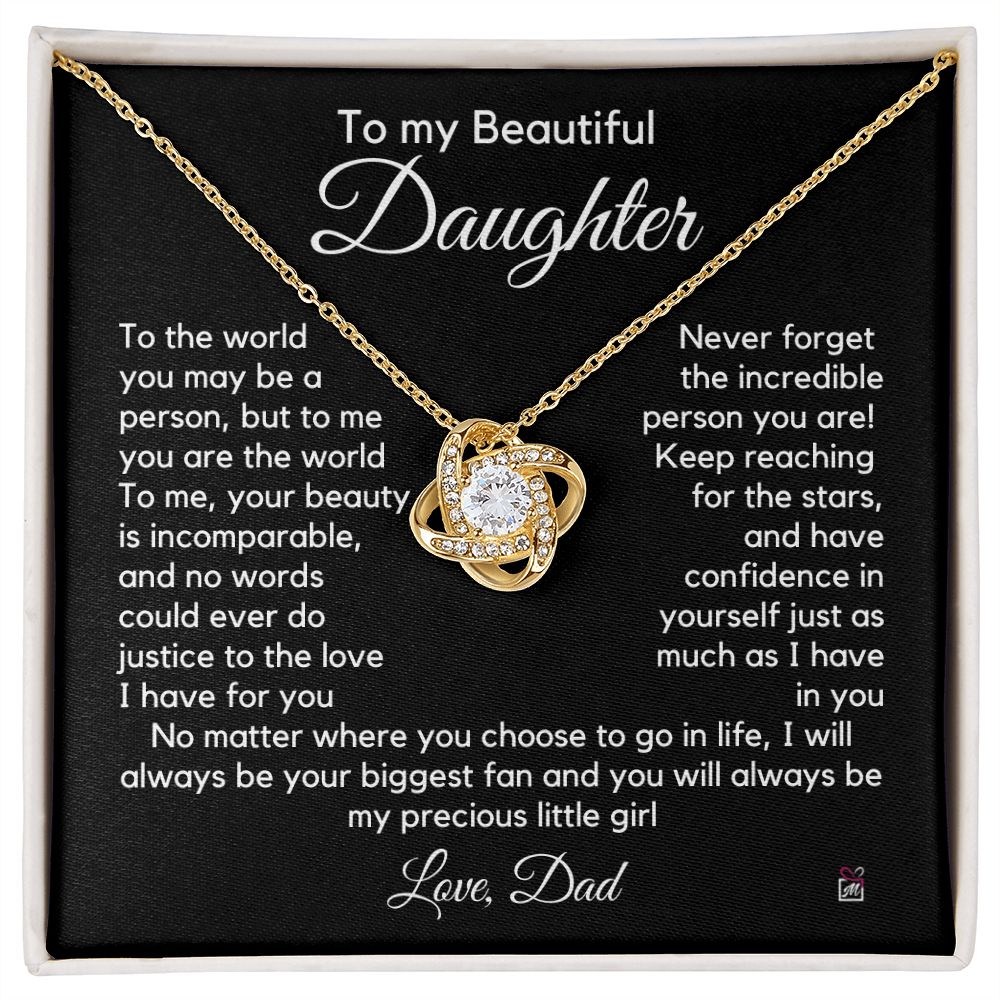To Daughter, from Dad - To Me You Are The World - Love Knot Necklace PM066
