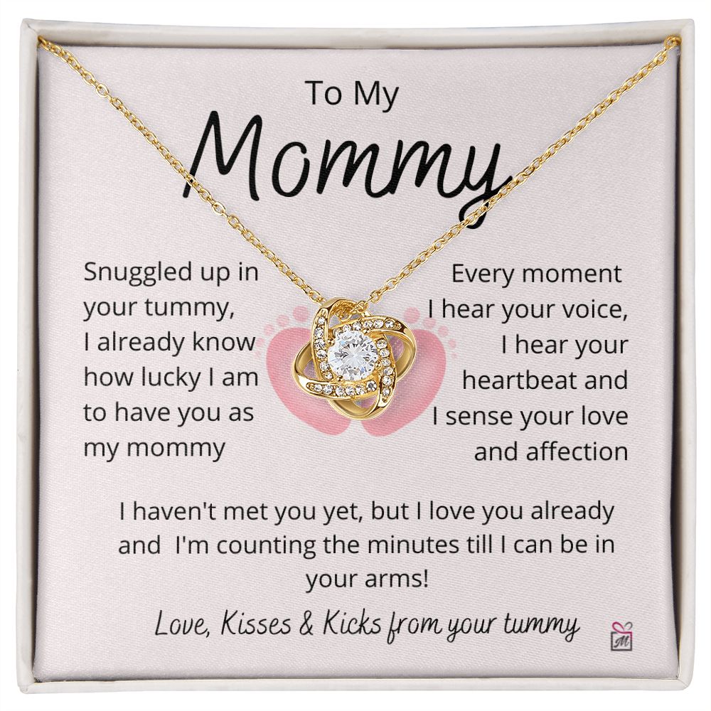 To Mom To Be - I Can't Wait To Meet You - Love Knot Necklace