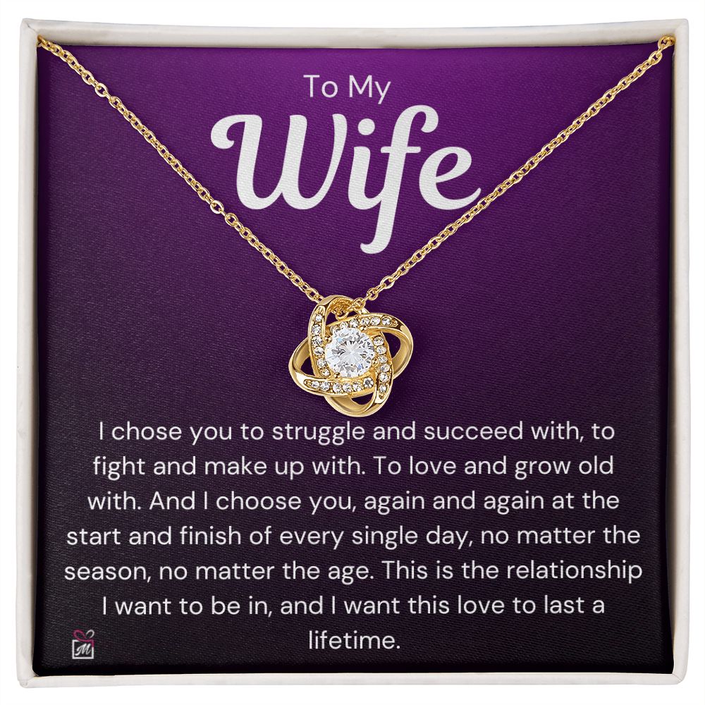 To Wife - I Choose You - Love Knot Necklace
