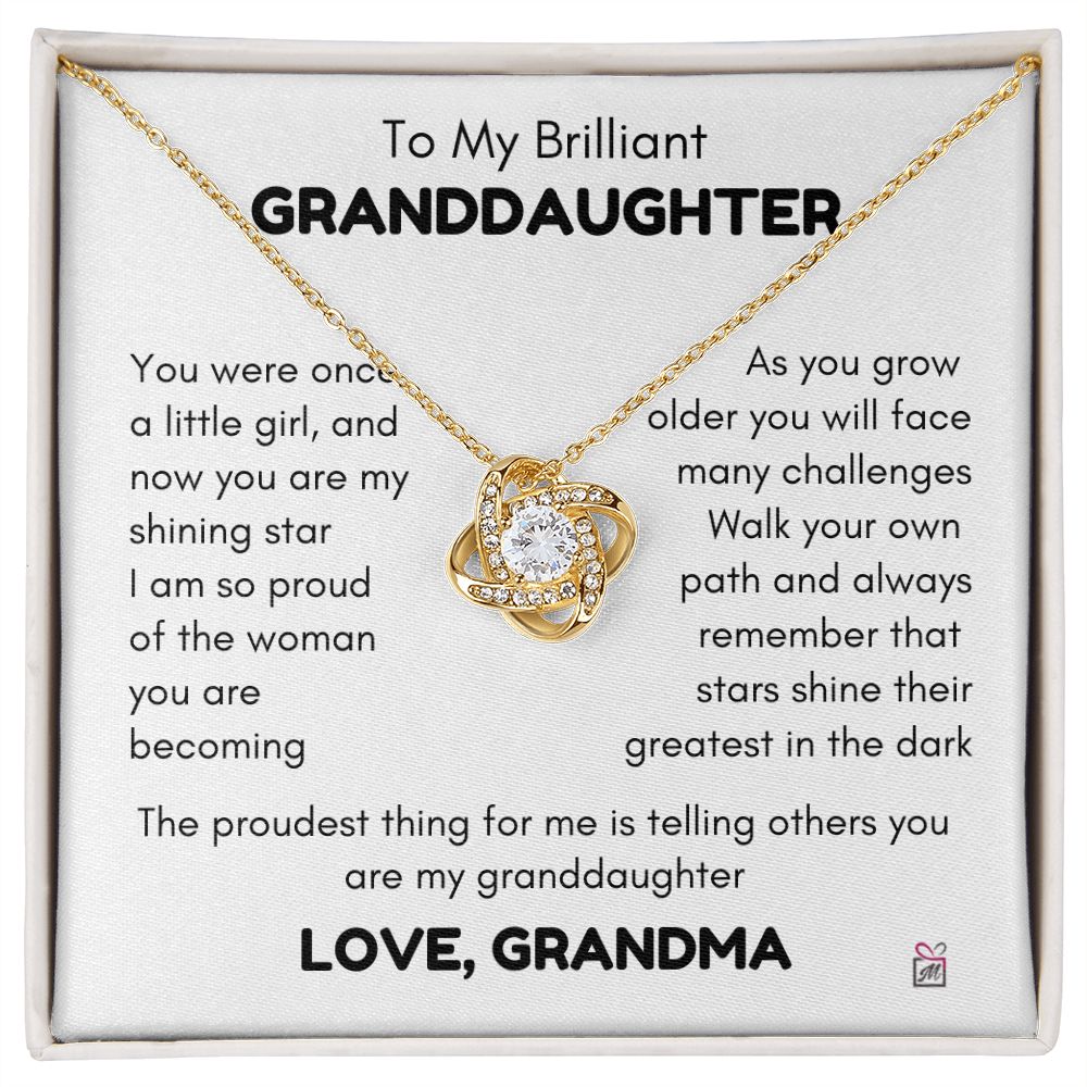 To Granddaughter, from Grandma - My Shining Star - Love Knot Necklace