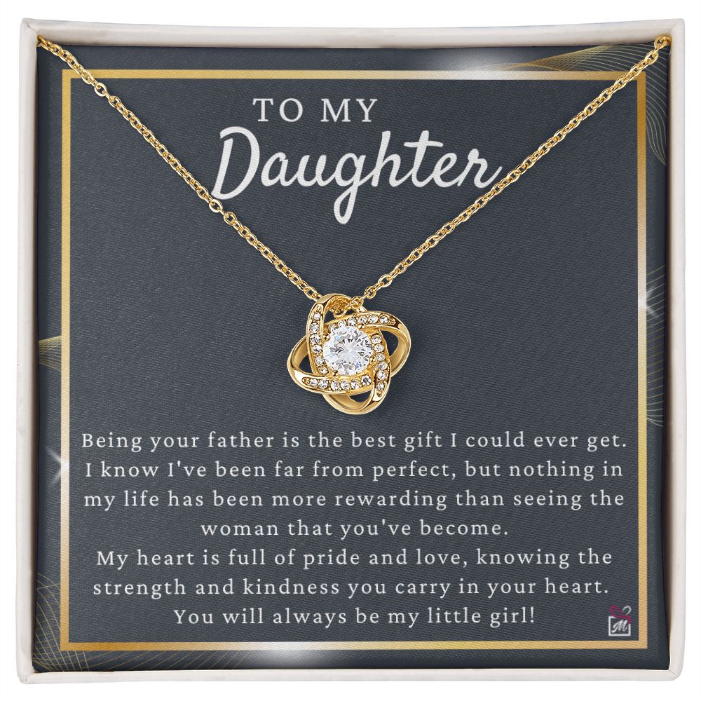 To Daughter from Dad - May Be Far From Perfect - Love Knot Necklace