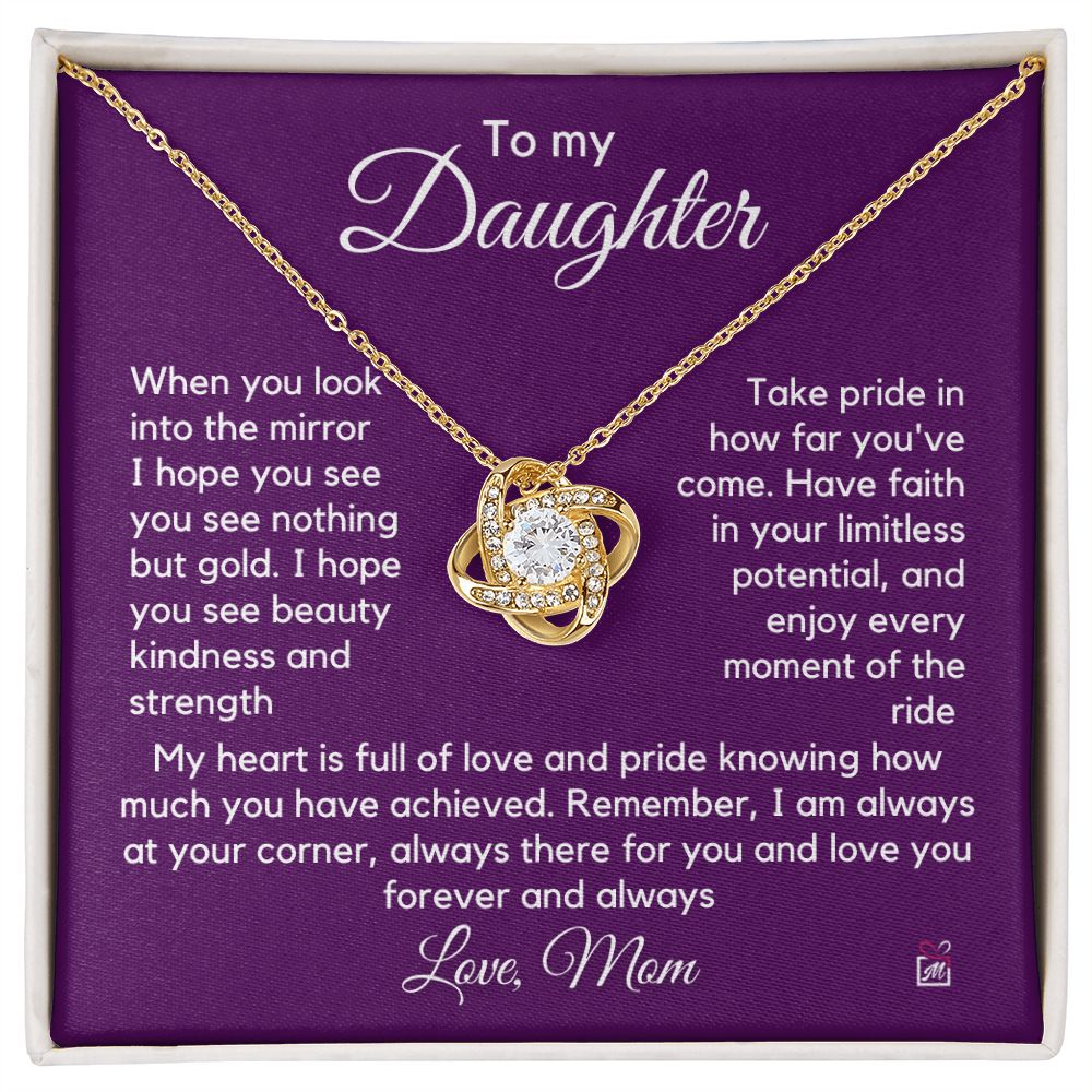 To Daughter, from Mom - Nothing But Gold - Love Knot Necklace