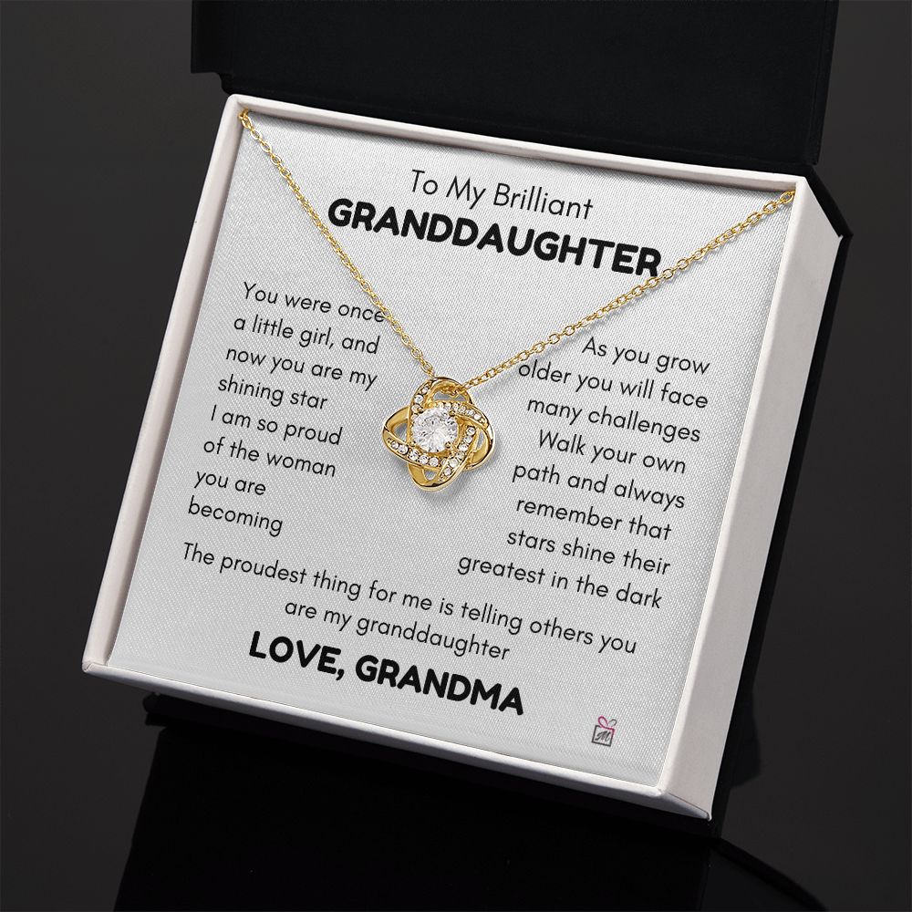 To Granddaughter, from Grandma - My Shining Star - Love Knot Necklace
