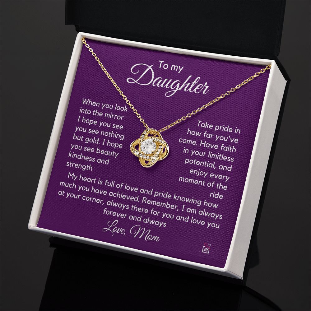 To Daughter, from Mom - Nothing But Gold - Love Knot Necklace